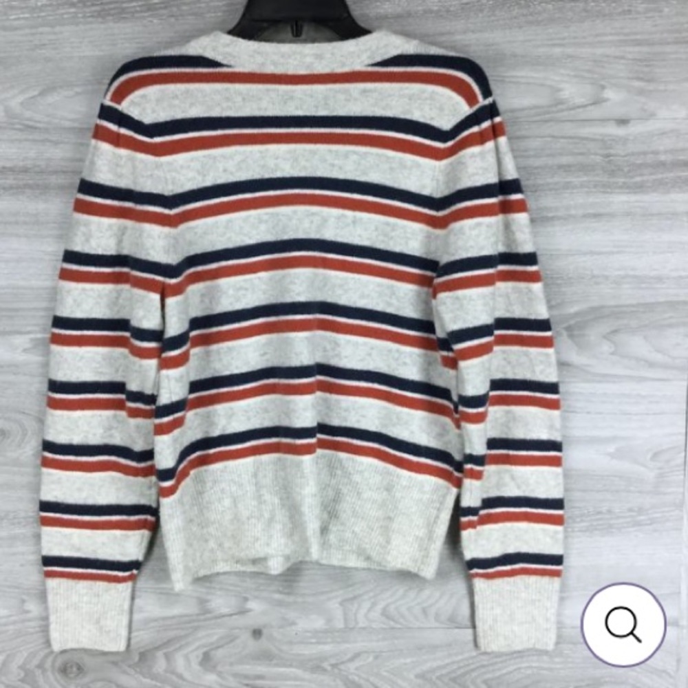 Madewell Margo Stripe Wool Blend V-Neck Sweater - Picture 5 of 8